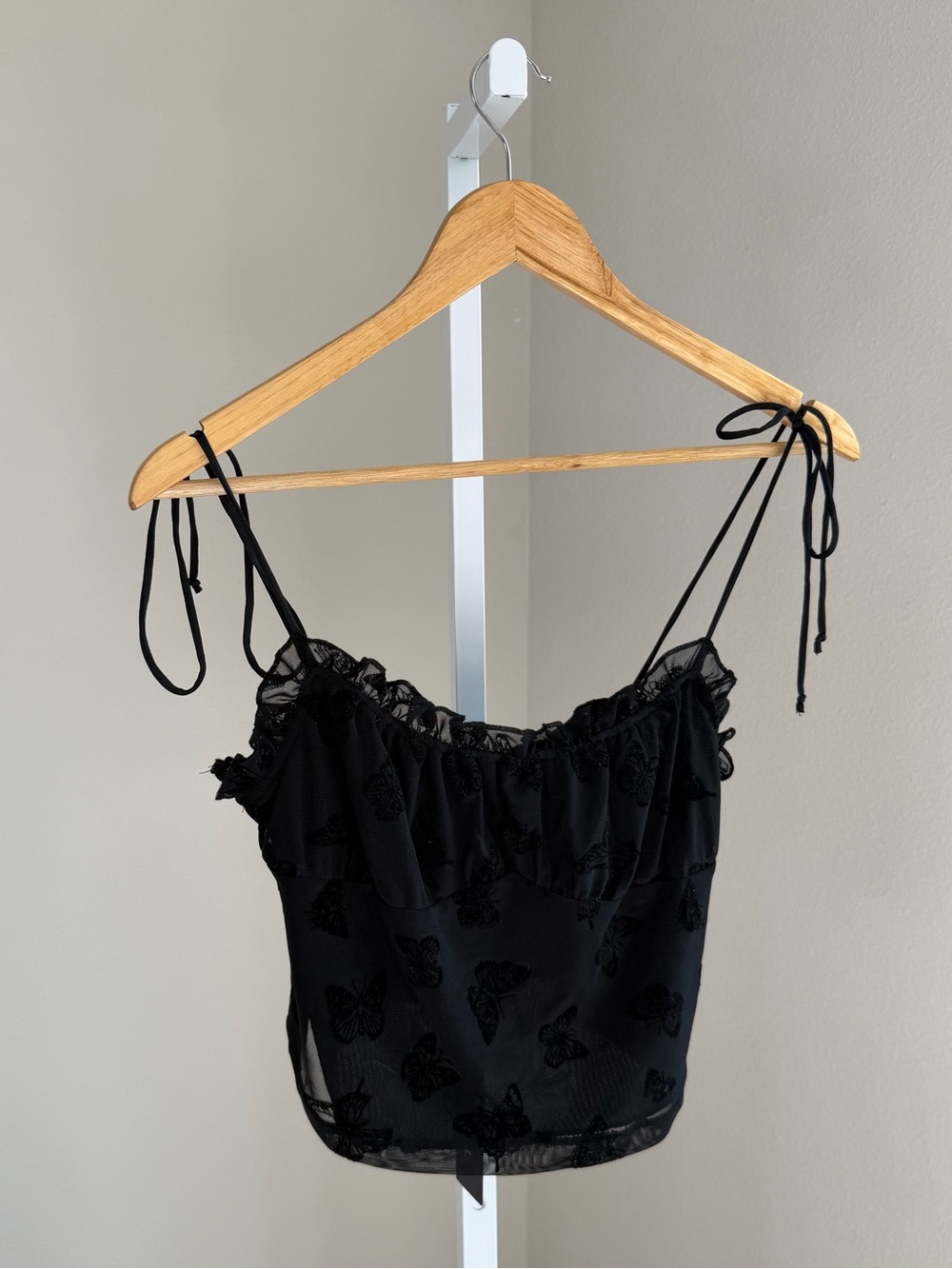 Motel Rocks Black Butterfly Tie-Shoulder Cami